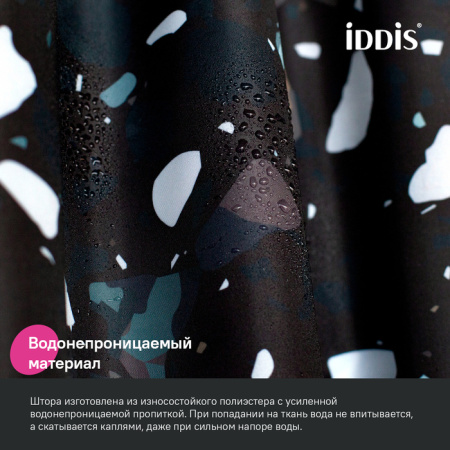 Шторка для ванны 200x180 черный IDDIS BT02P18i11