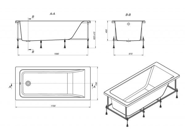 Акриловая ванна Roca Easy (170x70) ZRU9302905 Акриловая ванна Roca Easy (170x70) ZRU9302905