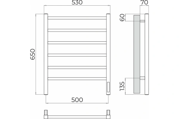 Полотенцесушитель электрический (50х65) П6 Terminus Ватикан 4670078544445