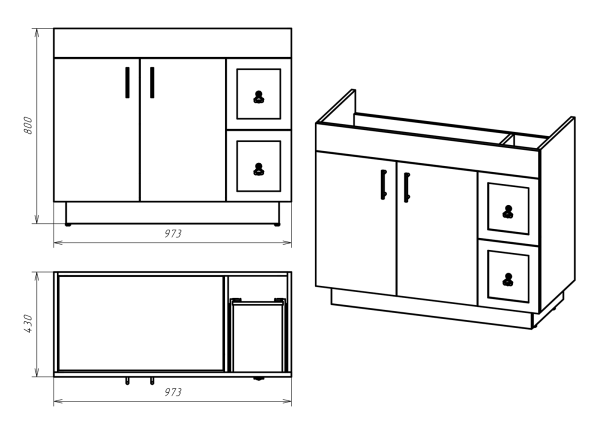 Тумба под раковину Misty Амбра 100  П-Амб0100-021-2Я