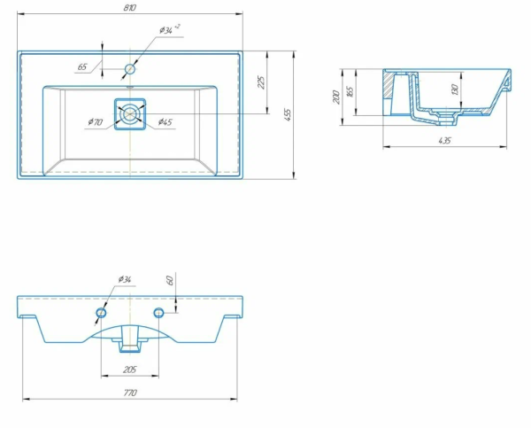 Накладная раковина Aqwella Грэмми 80 4610119205225 белый