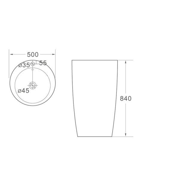 Раковина напольная (50х50) SantiLine SL-4004MB