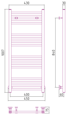 Полотенцесушитель водяной Сунержа Модус (100х40) Золото 03-0250-1040