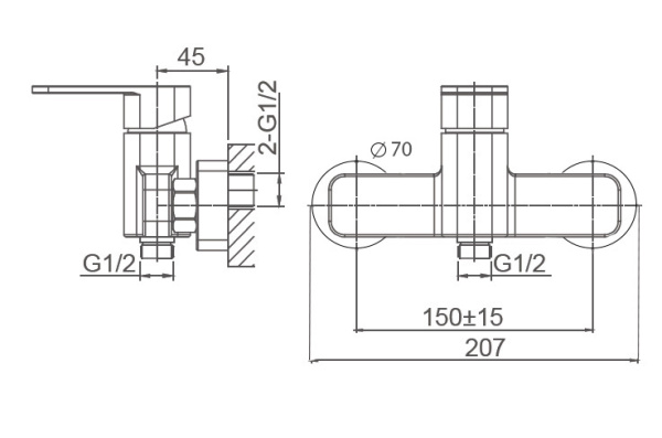 Смеситель для душа WONZON & WOGHAND ARNIE, хром WW-694101-CR Смеситель для душа WONZON & WOGHAND ARNIE, хром WW-694101-CR