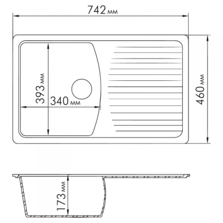 Кухонная мойка Rossinka, серая RS76-47SW-Gray