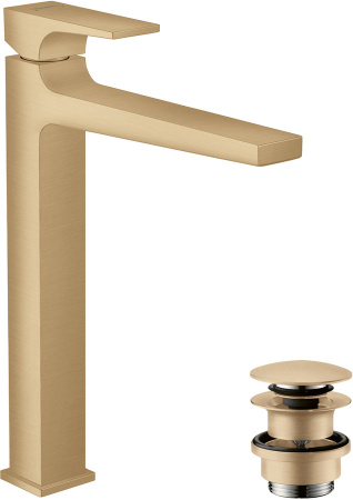 Смеситель для раковины с донным клапаном Push-Open Hansgrohe Metropol 32512140 шлифованная бронза