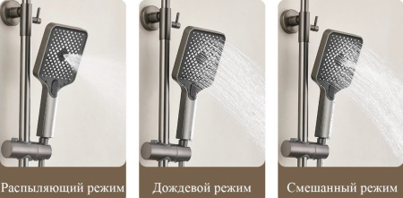 Душевая система с изливом Belz B24678-3, оружейная сталь