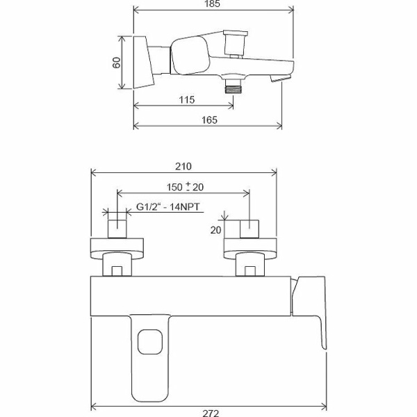 Смеситель для ванны Ravak 10° Free TD F 022.00/150 X070131