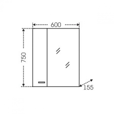 Зеркальный шкаф (60х75)  СаНта Омега 60  107003