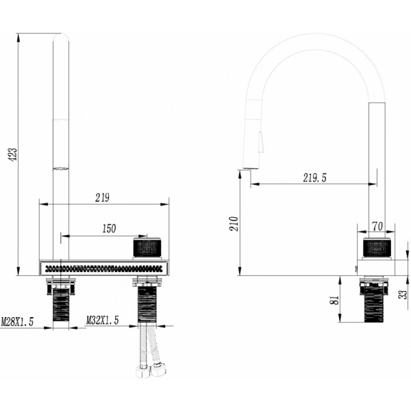Смеситель ABBER Wasser Kreis AF8114SP для кухни с выдвижной лейкой, сатин