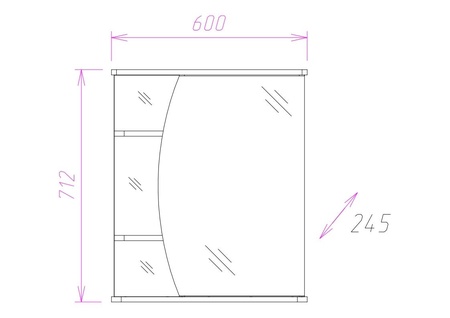 Зеркало-шкаф c подсветкой Onika Луна 60 (60x71,2) 206013