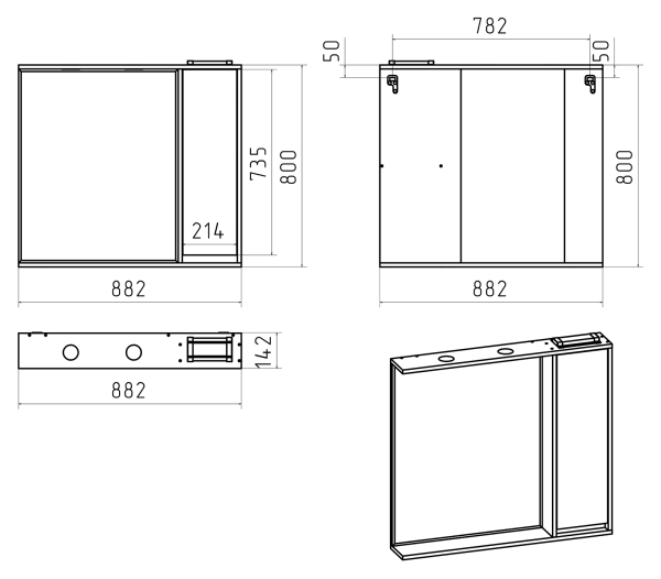 Зеркальный шкаф (88х80) Brevita Balaton 90 правый  BAL-04090-01-П