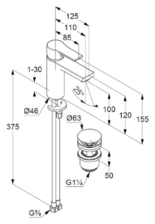 Смеситель для раковины Kludi Zenta SL 482980565