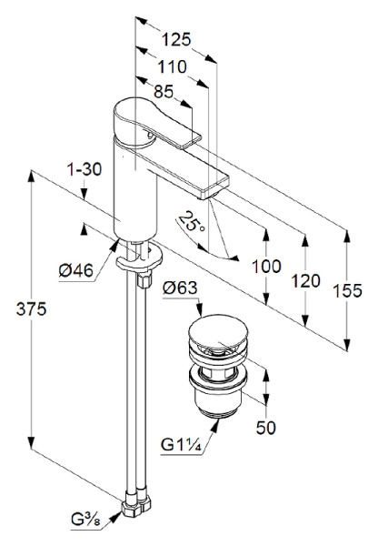 Смеситель для раковины Kludi Zenta SL 482980565