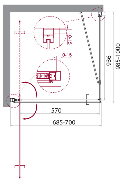 Душевой уголок (70х100) BelBagno MARMI-AH-1-70/100-C-Cr