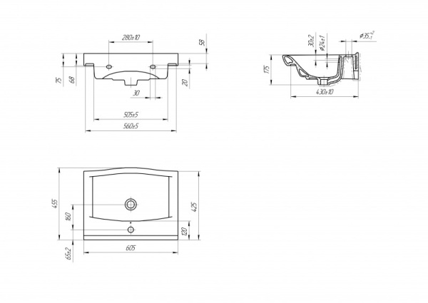 Раковина универсальная Cersanit STRIM 60 S-UM-STR60/1-w