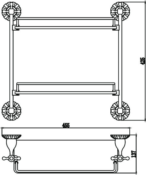 Полка прямая Savol двойная стеклянная 40 см S-08922C
