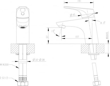 Смеситель для раковины Bravat Drop-D F148162C