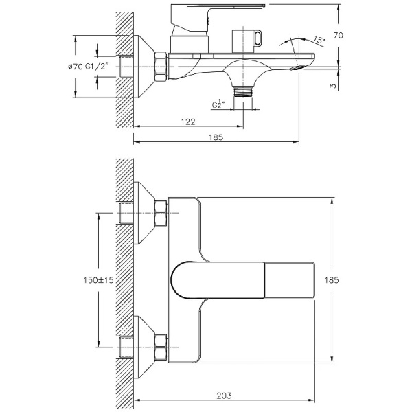Смеситель для ванны Haiba HB60505-8 Смеситель для ванны Haiba HB60505-8