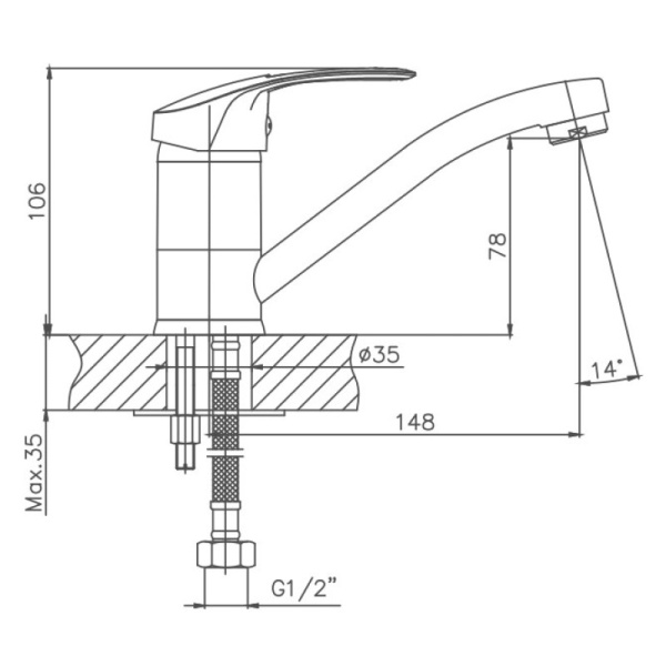 Смеситель для кухни Cron CN4539 Смеситель для кухни Cron CN4539