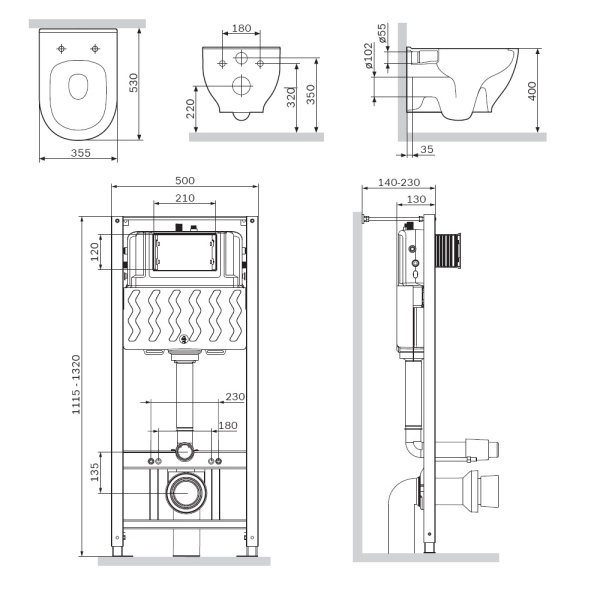 Комплект унитаза с инсталляцией Am.Pm Like IS49051.801701