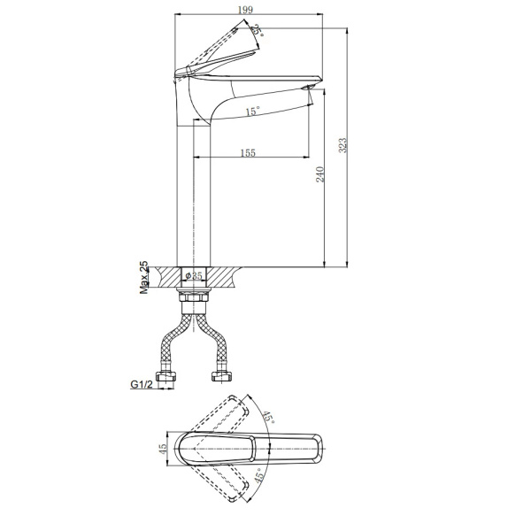 Смеситель для раковины RUSH Nevis NE1735-11blаск
