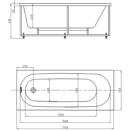 Акриловая ванна Aquatek Оберон (170x70) OBR170-0000027