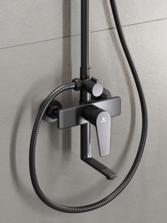 Душевая система смеситель с изливом Agger Brilliant A0393344 черный