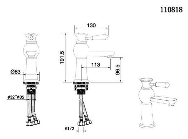 Смеситель для раковины BENNBERG CHROME WHITE CRYSTAL 11R0717