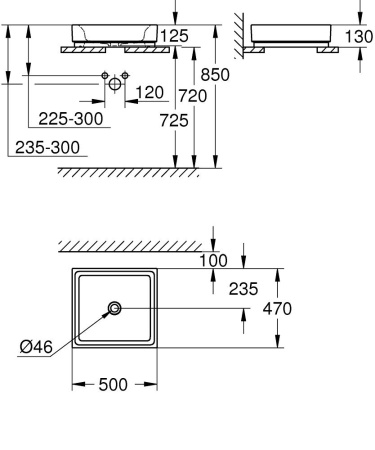 Раковина накладная (50x47) Grohe Cube Ceramic 39481 00H (3948100H)