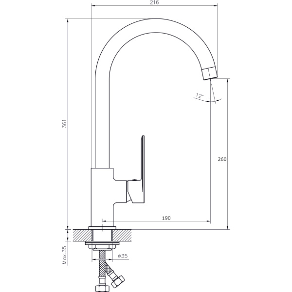 Смеситель для кухонной мойки  RUSH Luson LU1630-22
