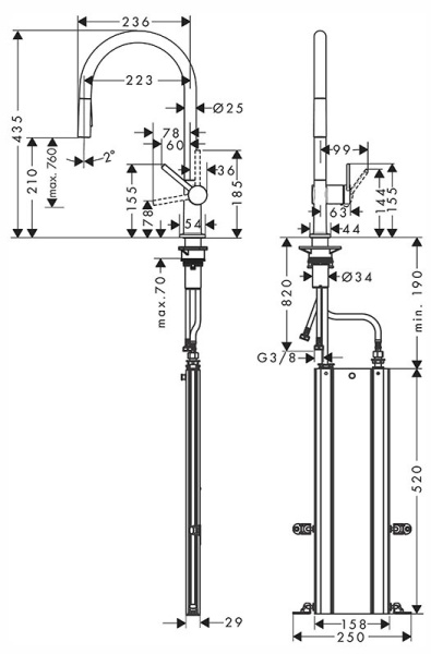 Кухонный смеситель Hansgrohe Talis M54 72801800, под сталь