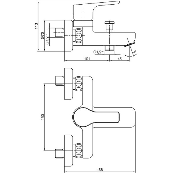 Смеситель для ванны E.C.A Luna 102802450EX