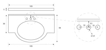 Столешница Cezares Rubino RU03.M11