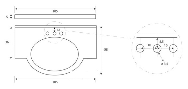 Столешница Cezares Rubino RU03.M11