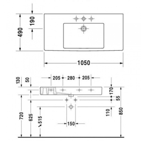 Раковина DURAVIT VERO 0329100000 (1050 см)
