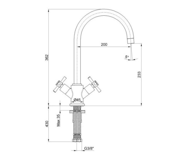Смеситель для кухни E.C.A. Quadrille 102808488EX