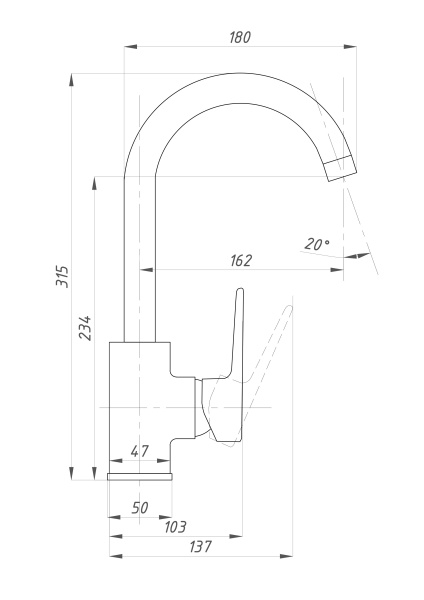 Смеситель для кухни  ПСМ-Профсан Серия-200 PSM-200-3