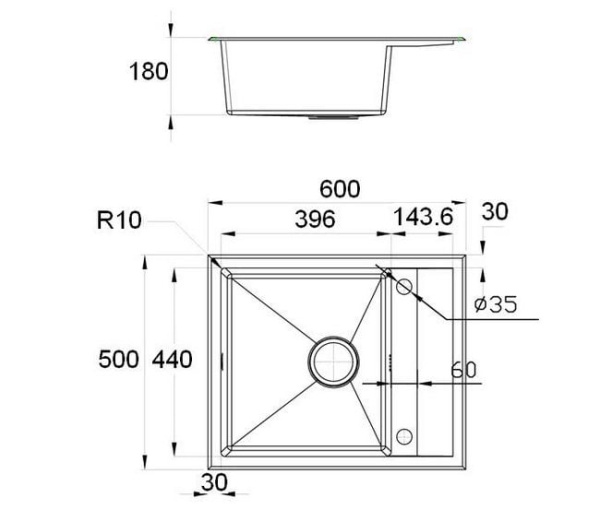 Кухонная мойка (60x50) Zorg Steel Hammer SH R 6050