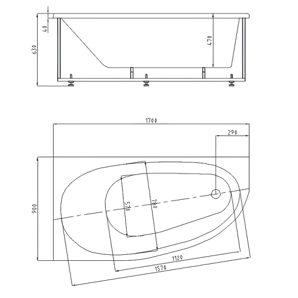 Акриловая ванна Aquatek Дива (170Х90) DIV170-0000005 левая