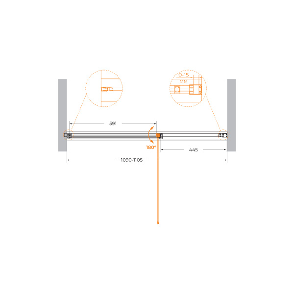 Душевая дверь (110х195) CEZARES URBAN URBAN-B-12-110-C-CR