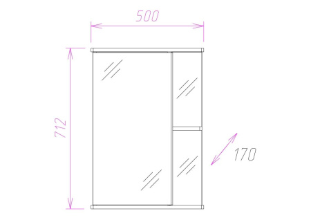 Зеркало-шкаф Onika Карина 50 (50x71,2) 205012