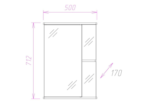 Зеркало-шкаф Onika Карина 50 (50x71,2) 205012