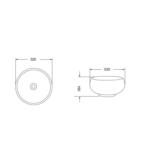 Раковина накладная (32х32) Vincea VBS-203 белый