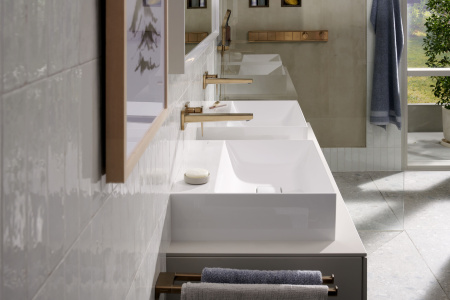 Смеситель для раковины встраиваемый Hansgrohe Metropol 32526140 шлифованная бронза