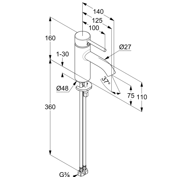 Смеситель для раковины Kludi Bozz 383890576WR4