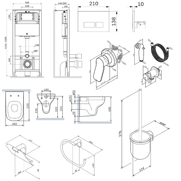 Комплект унитаза с инсталляцией и аксессуарами AM.PM Inspire V2.0 CK85GI