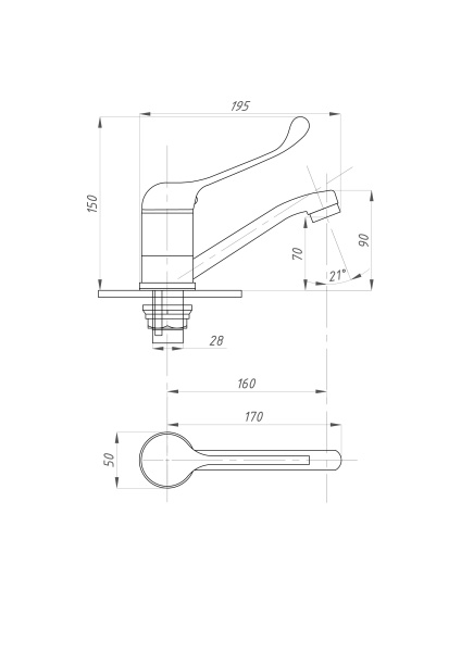 Смеситель для раковины локтевой хирургический ПСМ-Профсан  МЕДИК PSM-215-055