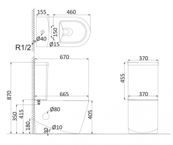 Унитаз-чаша подвесной Creo Rennes RE1100R+RE1001T