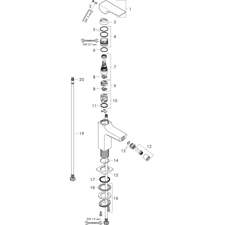 Смеситель для биде с донным клапаном Push-Open Hansgrohe Metropol 32520670 черный матовый